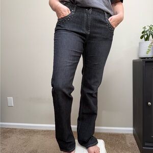 Adrienne Vittadini Black Studded Denim Jeans